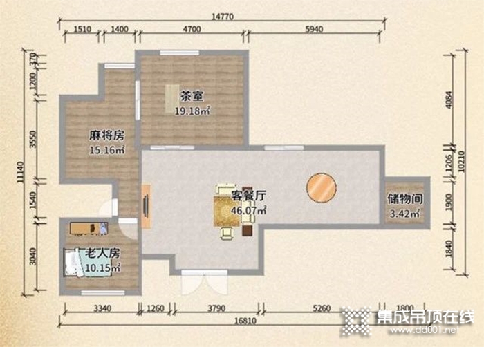 94㎡舒適養(yǎng)老房如何帶棋牌室和茶室？奧華設(shè)計(jì)師為您一套量身定做設(shè)計(jì)方案！